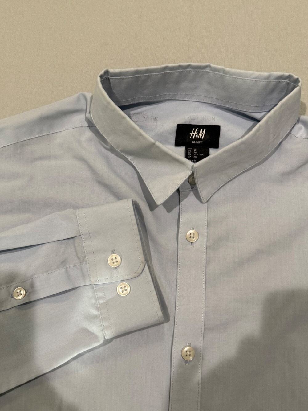 H&M Slim Fit Dress Shirt Men’s XL Light Blue Button Up Long Sleeve